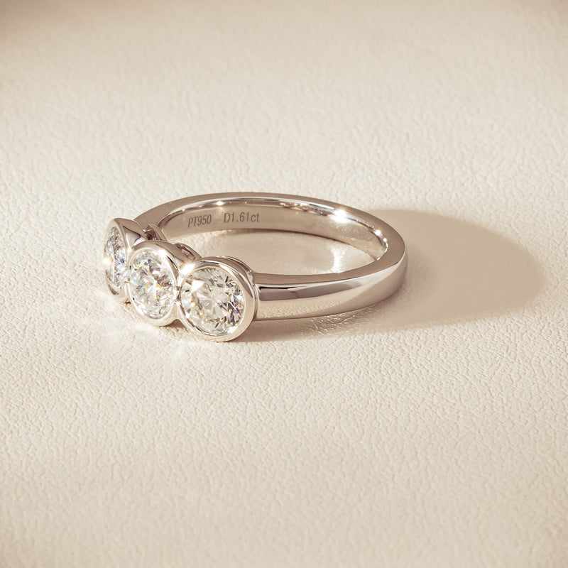 Platinum 1.61ct Reclaimed Diamond Three-Stone Natalia Ring - Ring - Walker & Hall