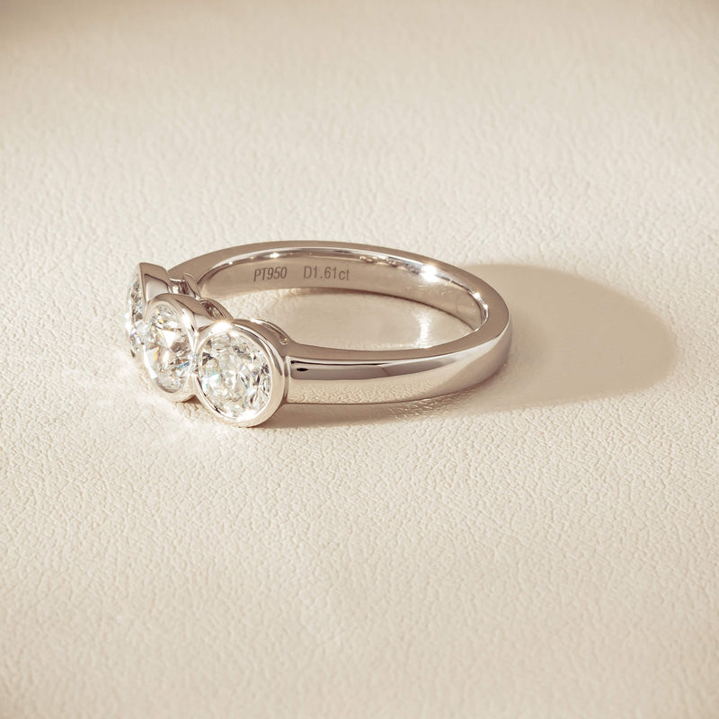 Platinum 1.61ct Reclaimed Diamond Three-Stone Natalia Ring - Ring - Walker & Hall