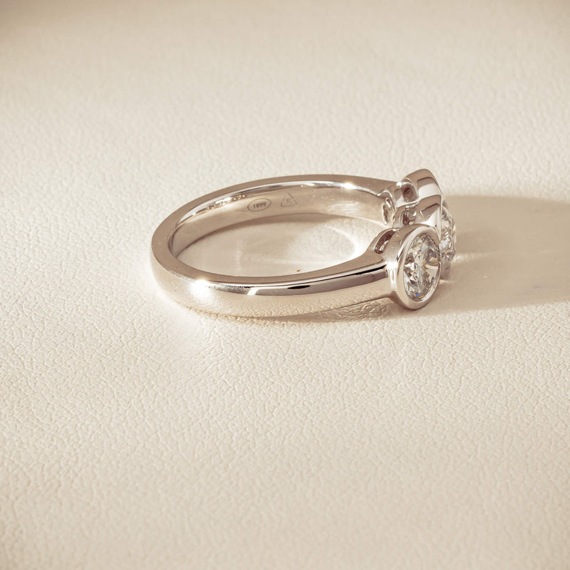 Platinum 1.61ct Reclaimed Diamond Three-Stone Natalia Ring - Ring - Walker & Hall