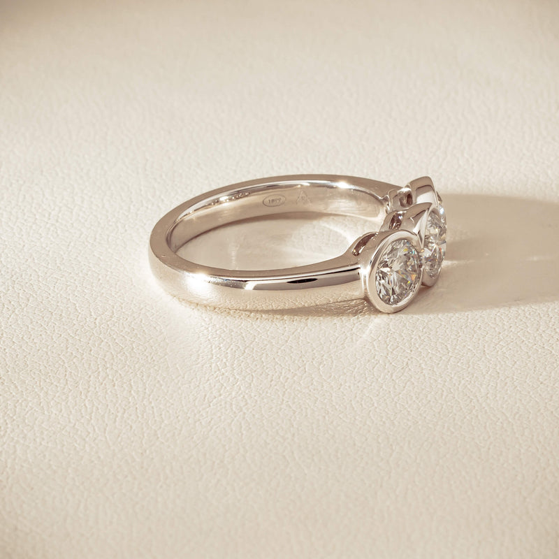 Platinum 1.61ct Reclaimed Diamond Three-Stone Natalia Ring - Ring - Walker & Hall