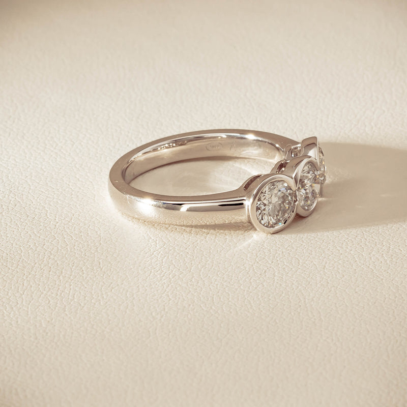 Platinum 1.61ct Reclaimed Diamond Three-Stone Natalia Ring - Ring - Walker & Hall