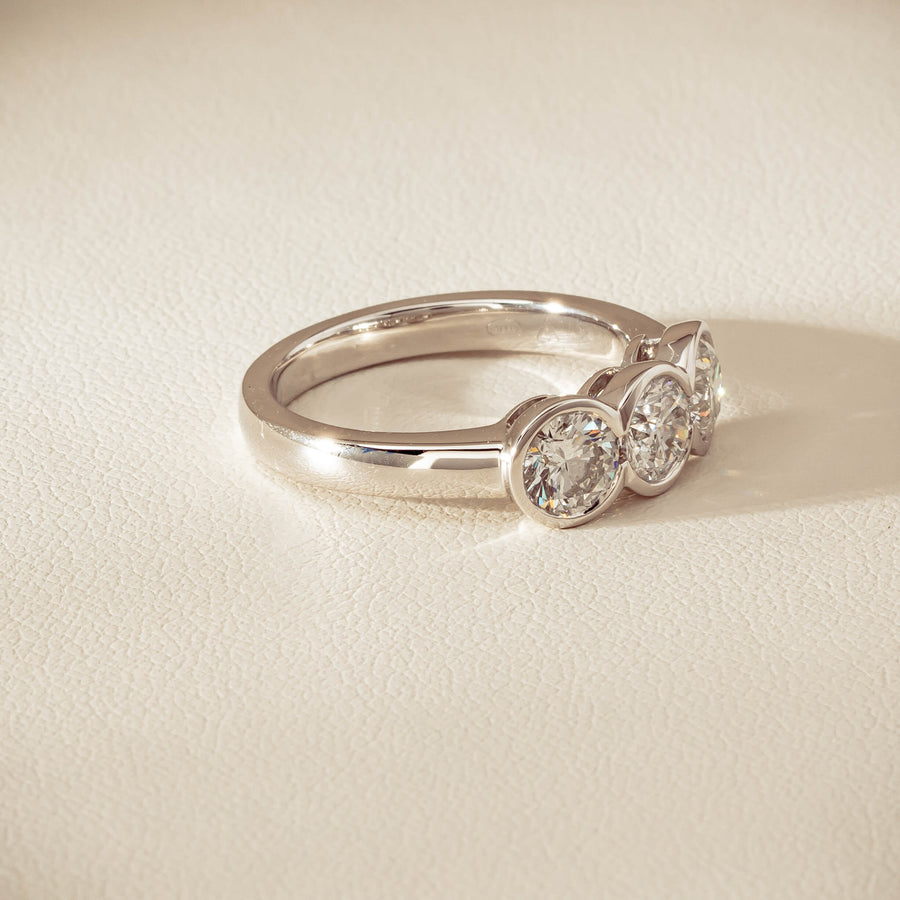 Platinum 1.61ct Reclaimed Diamond Three-Stone Natalia Ring - Ring - Walker & Hall