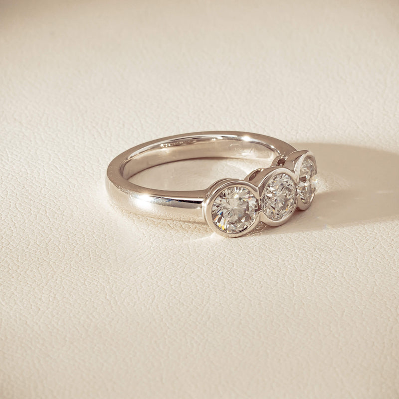 Platinum 1.61ct Reclaimed Diamond Three-Stone Natalia Ring - Ring - Walker & Hall