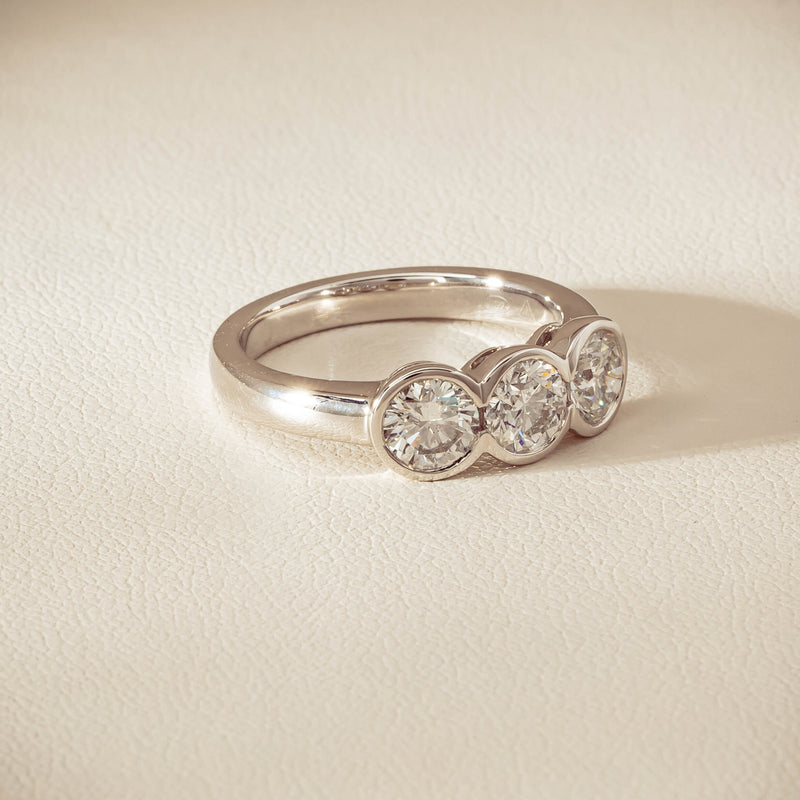 Platinum 1.61ct Reclaimed Diamond Three-Stone Natalia Ring - Ring - Walker & Hall
