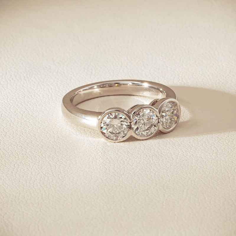Platinum 1.61ct Reclaimed Diamond Three-Stone Natalia Ring - Ring - Walker & Hall