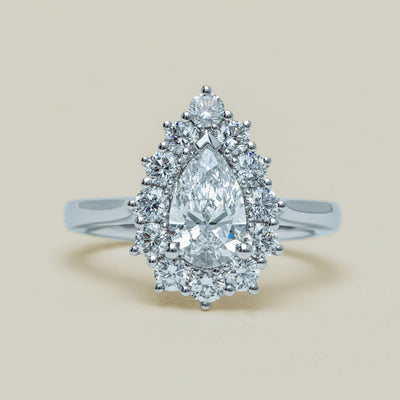18ct White Gold 1.03ct Pear Cut Reclaimed Diamond Belle Ring - Ring - Walker & Hall