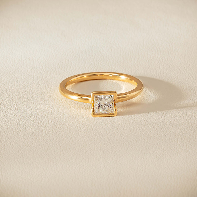 18ct Yellow Gold .62ct Reclaimed Princess-Cut Diamond Elle Ring - Ring - Walker & Hall