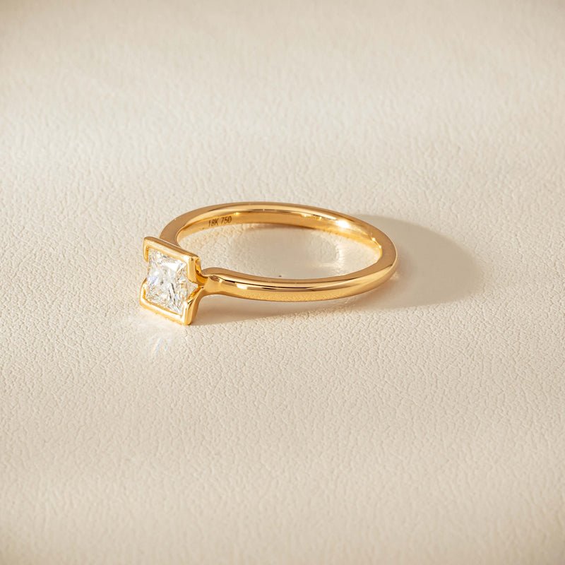 18ct Yellow Gold .62ct Reclaimed Princess-Cut Diamond Elle Ring - Ring - Walker & Hall
