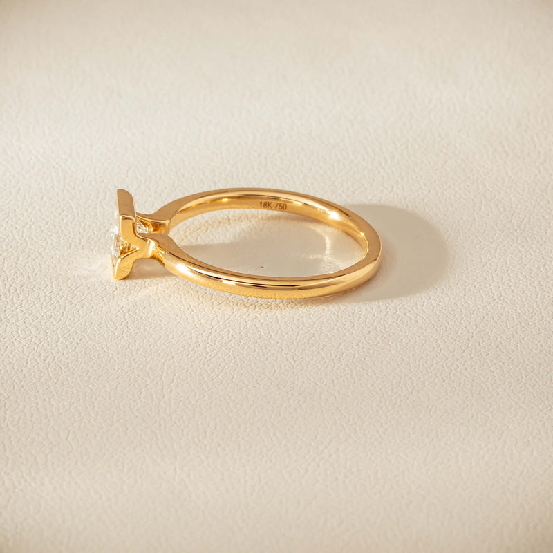 18ct Yellow Gold .62ct Reclaimed Princess-Cut Diamond Elle Ring - Ring - Walker & Hall