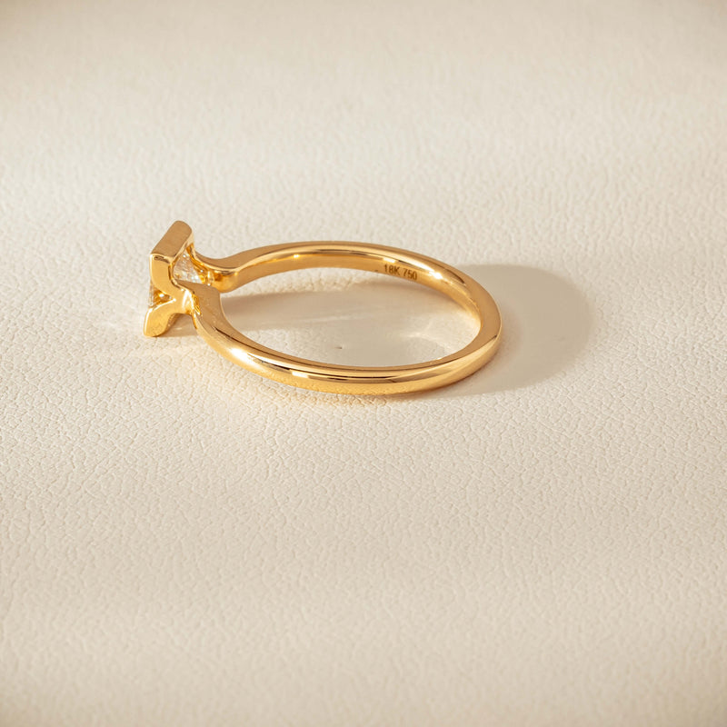 18ct Yellow Gold .62ct Reclaimed Princess-Cut Diamond Elle Ring - Ring - Walker & Hall