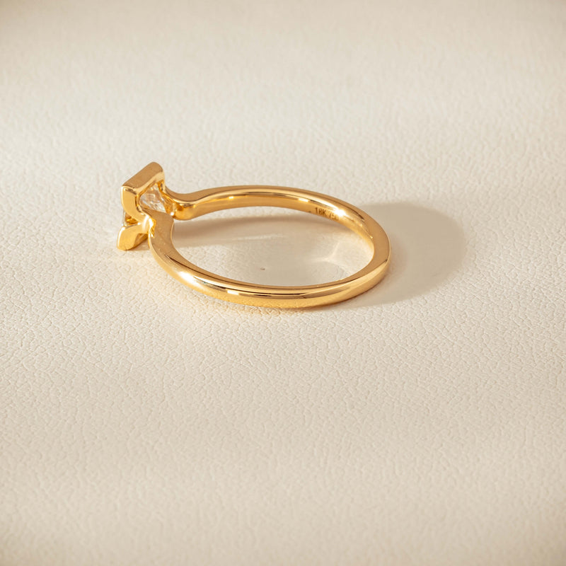 18ct Yellow Gold .62ct Reclaimed Princess-Cut Diamond Elle Ring - Ring - Walker & Hall