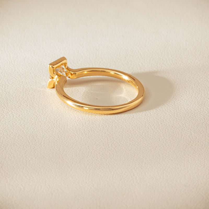 18ct Yellow Gold .62ct Reclaimed Princess-Cut Diamond Elle Ring - Ring - Walker & Hall