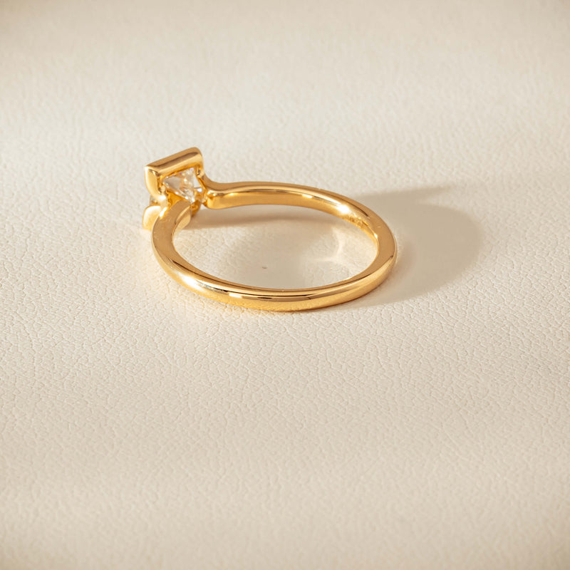 18ct Yellow Gold .62ct Reclaimed Princess-Cut Diamond Elle Ring - Ring - Walker & Hall