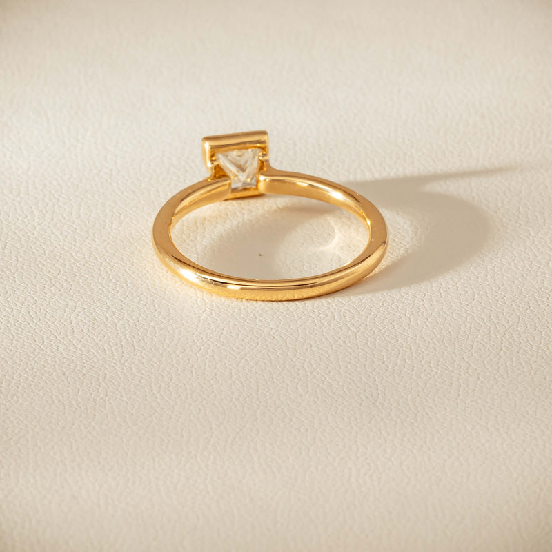 18ct Yellow Gold .62ct Reclaimed Princess-Cut Diamond Elle Ring - Ring - Walker & Hall
