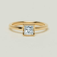 18ct Yellow Gold .62ct Reclaimed Princess-Cut Diamond Elle Ring - Ring - Walker & Hall