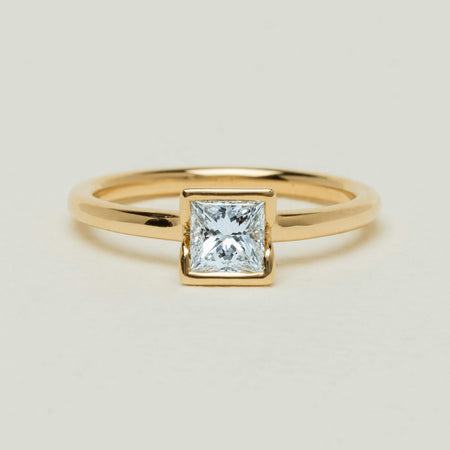 18ct Yellow Gold .62ct Reclaimed Princess-Cut Diamond Elle Ring - Ring - Walker & Hall