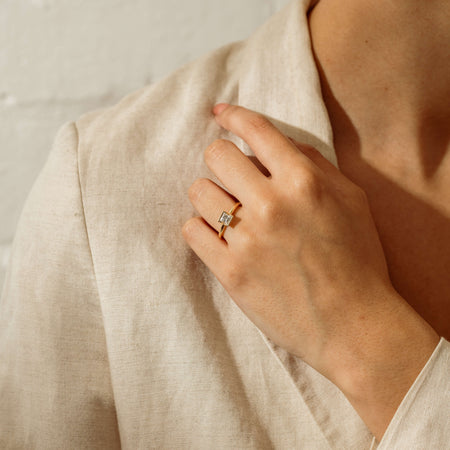 18ct Yellow Gold .62ct Reclaimed Princess-Cut Diamond Elle Ring - Ring - Walker & Hall