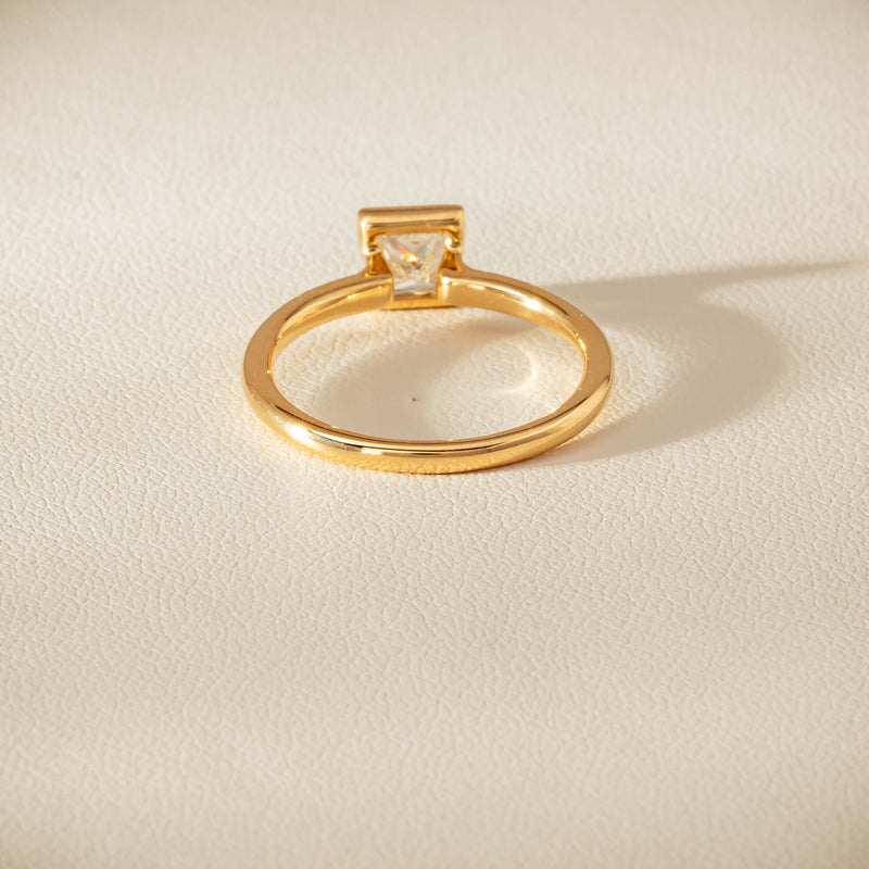 18ct Yellow Gold .62ct Reclaimed Princess-Cut Diamond Elle Ring - Ring - Walker & Hall
