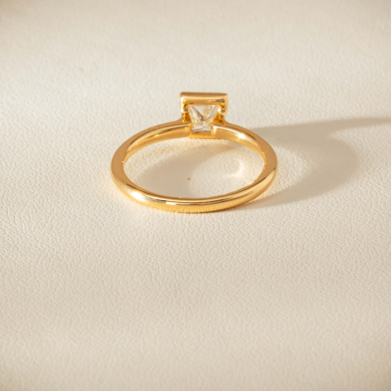 18ct Yellow Gold .62ct Reclaimed Princess-Cut Diamond Elle Ring - Ring - Walker & Hall