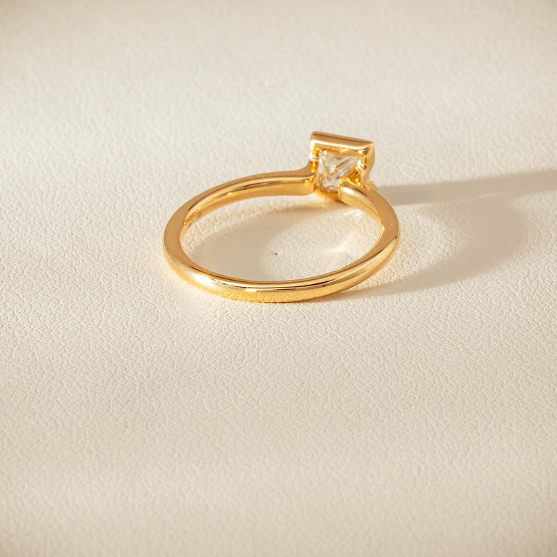 18ct Yellow Gold .62ct Reclaimed Princess-Cut Diamond Elle Ring - Ring - Walker & Hall