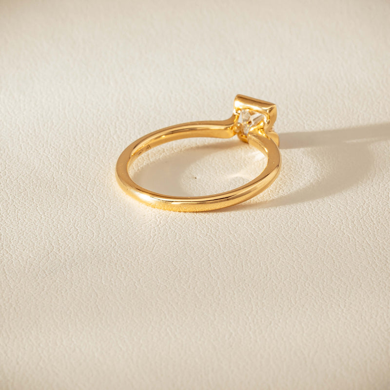 18ct Yellow Gold .62ct Reclaimed Princess-Cut Diamond Elle Ring - Ring - Walker & Hall
