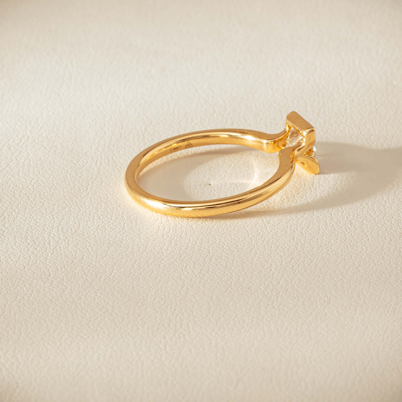 18ct Yellow Gold .62ct Reclaimed Princess-Cut Diamond Elle Ring - Ring - Walker & Hall