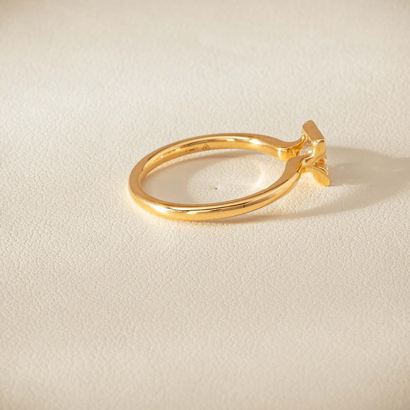 18ct Yellow Gold .62ct Reclaimed Princess-Cut Diamond Elle Ring - Ring - Walker & Hall