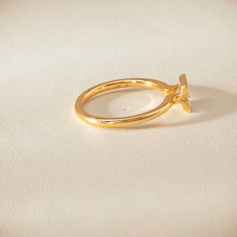 18ct Yellow Gold .62ct Reclaimed Princess-Cut Diamond Elle Ring - Ring - Walker & Hall