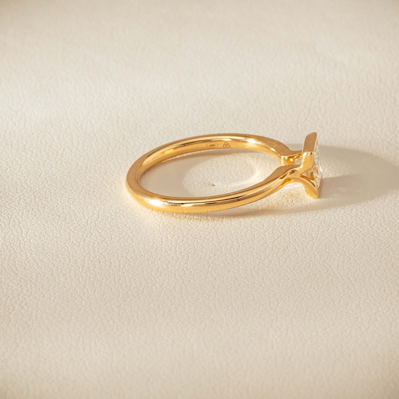 18ct Yellow Gold .62ct Reclaimed Princess-Cut Diamond Elle Ring - Ring - Walker & Hall