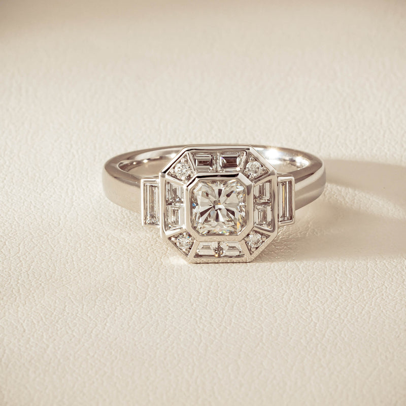 18ct White Gold .75ct Reclaimed Diamond Magritte Ring - Ring - Walker & Hall