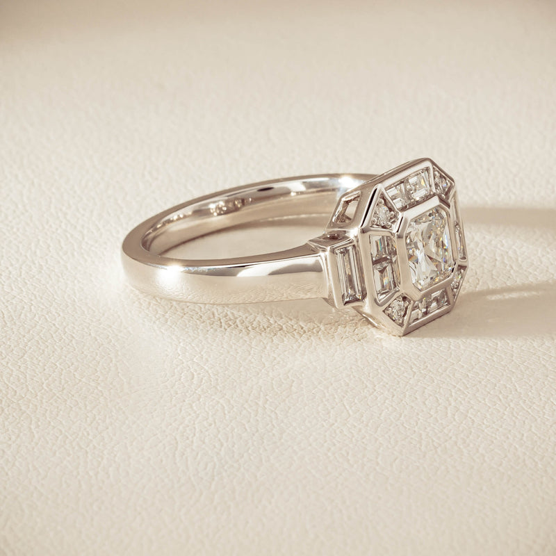 18ct White Gold .75ct Reclaimed Diamond Magritte Ring - Ring - Walker & Hall