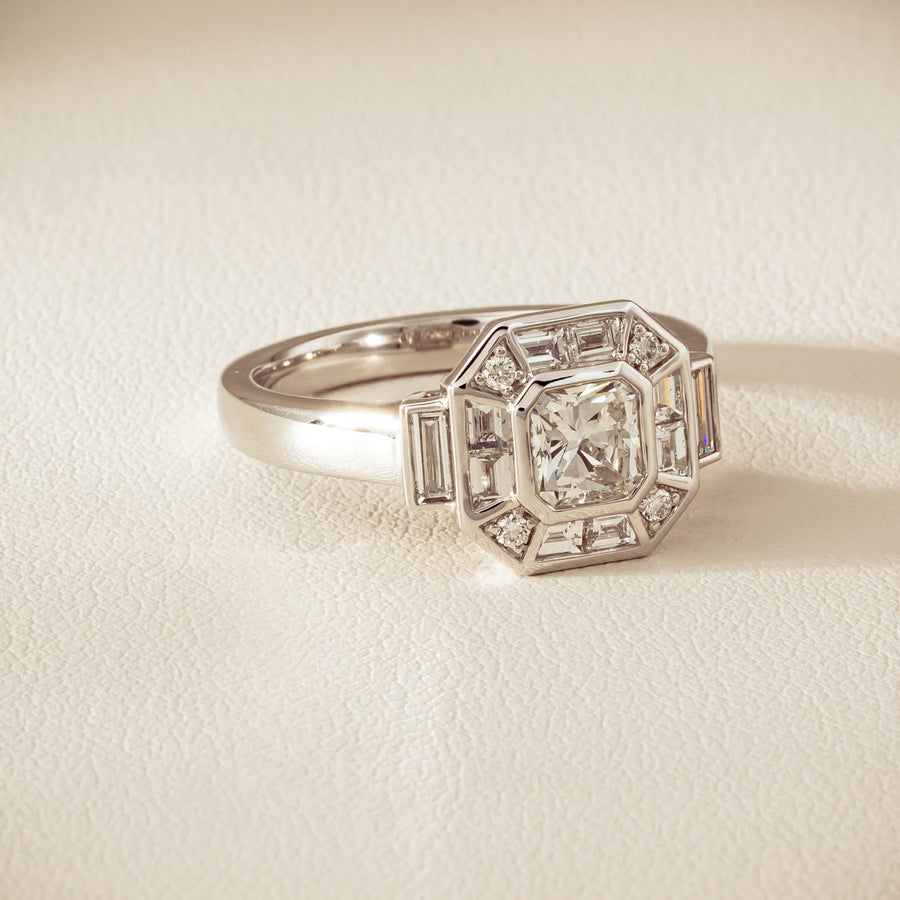 18ct White Gold .75ct Reclaimed Diamond Magritte Ring - Ring - Walker & Hall