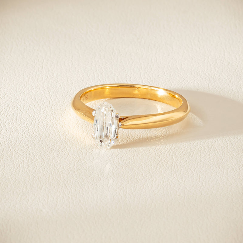 18ct Yellow Gold .70ct Modified Oval Diamond Venetian Ring - Ring - Walker & Hall