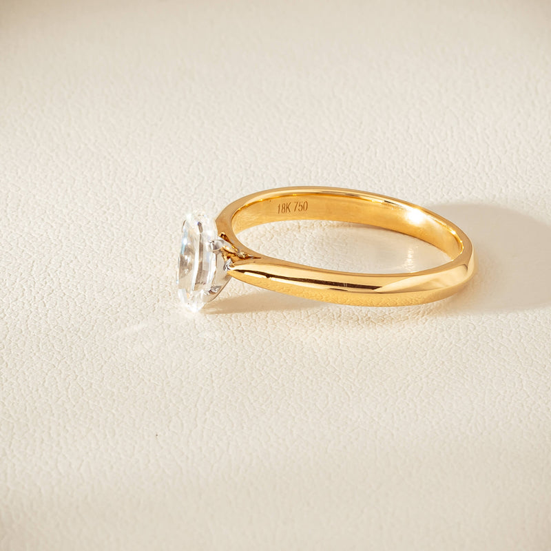 18ct Yellow Gold .70ct Modified Oval Diamond Venetian Ring - Ring - Walker & Hall