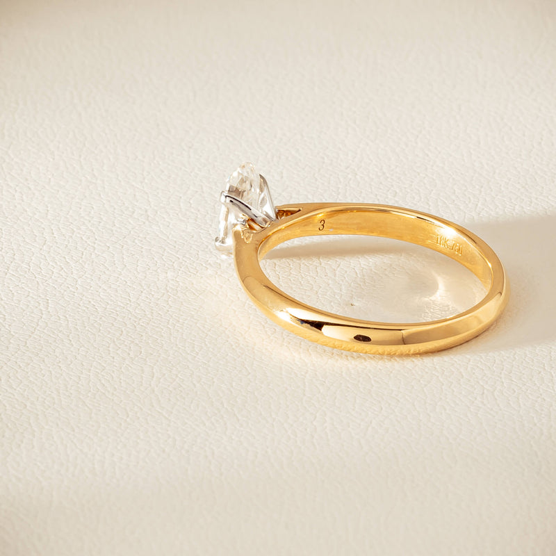 18ct Yellow Gold .70ct Modified Oval Diamond Venetian Ring - Ring - Walker & Hall