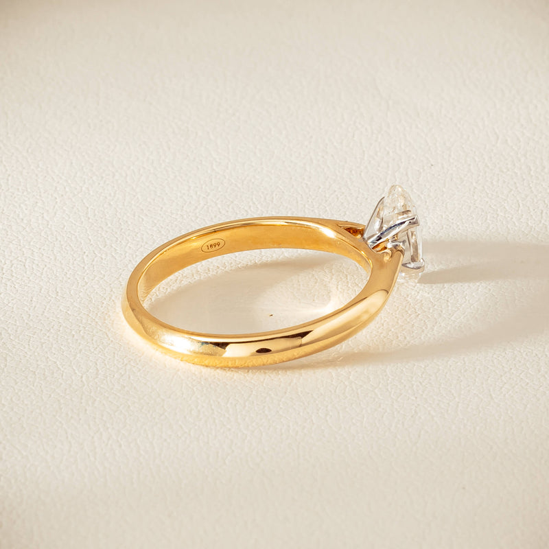 18ct Yellow Gold .70ct Modified Oval Diamond Venetian Ring - Ring - Walker & Hall