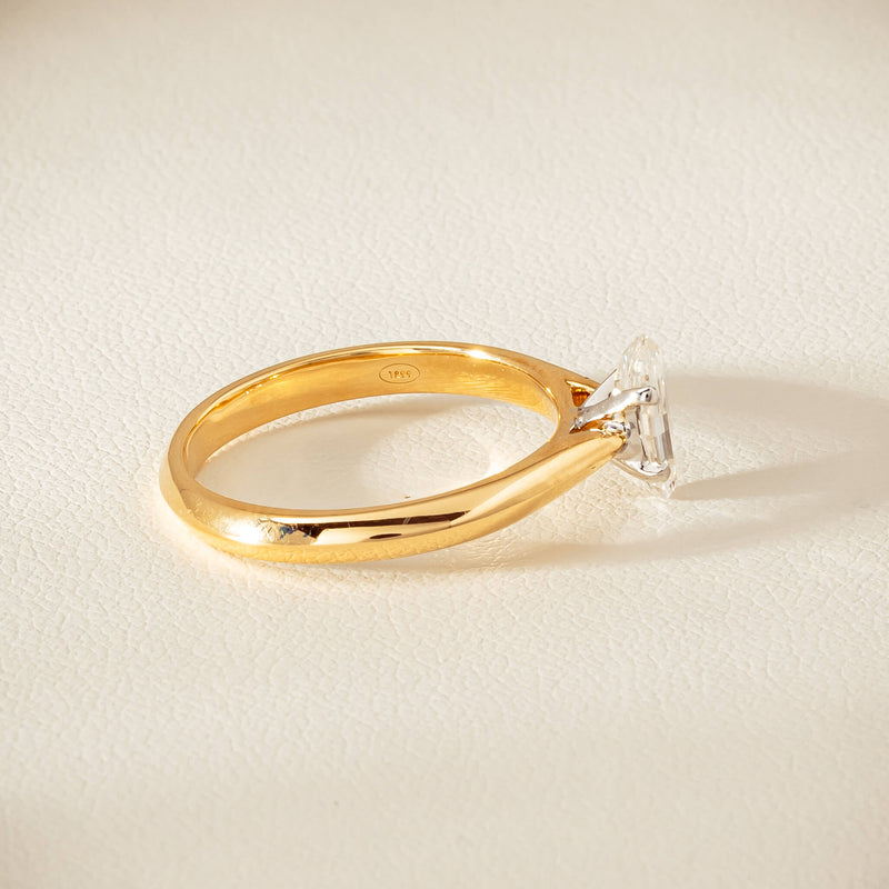 18ct Yellow Gold .70ct Modified Oval Diamond Venetian Ring - Ring - Walker & Hall