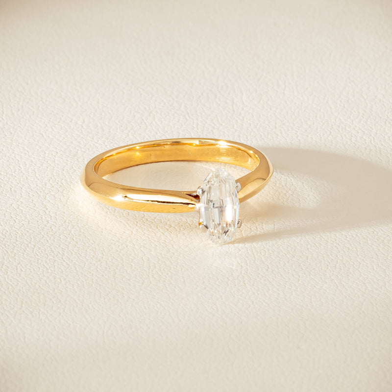 18ct Yellow Gold .70ct Modified Oval Diamond Venetian Ring - Ring - Walker & Hall