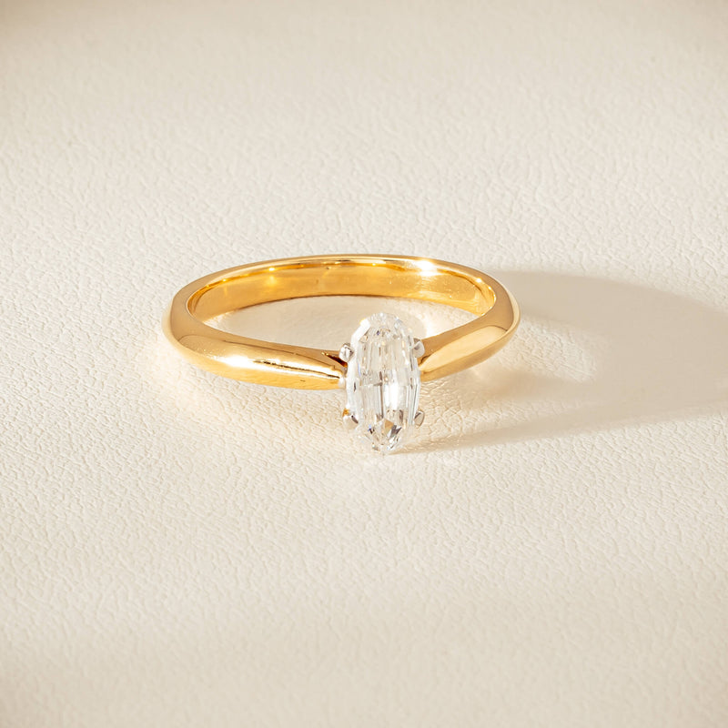 18ct Yellow Gold .70ct Modified Oval Diamond Venetian Ring - Ring - Walker & Hall