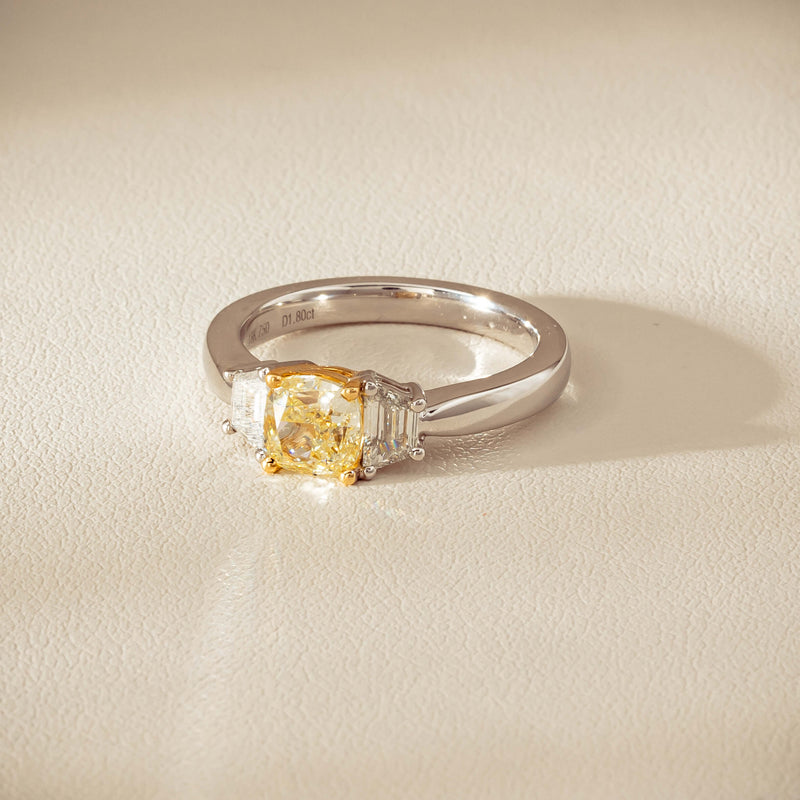 18ct White Gold 1.32ct Fancy Diamond Three-Stone Ring - Ring - Walker & Hall