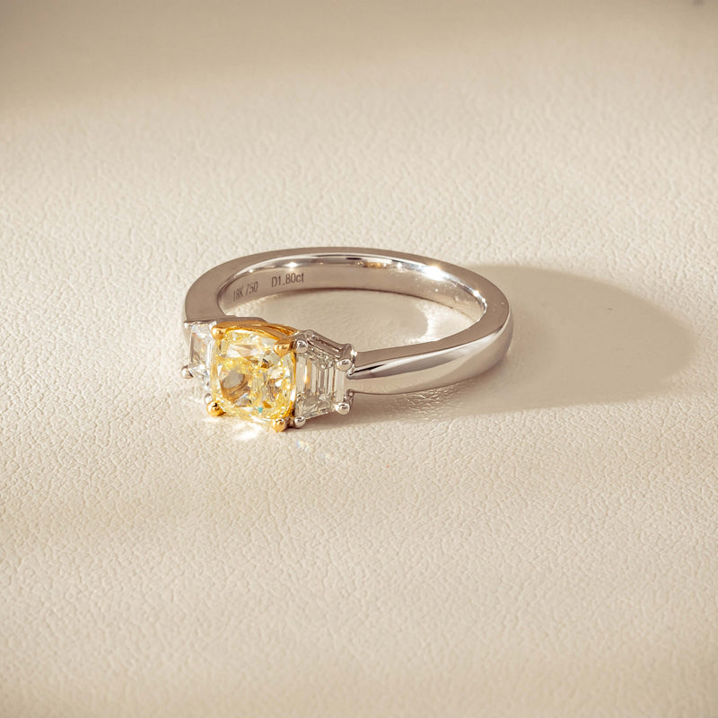 18ct White Gold 1.32ct Fancy Diamond Three-Stone Ring - Ring - Walker & Hall