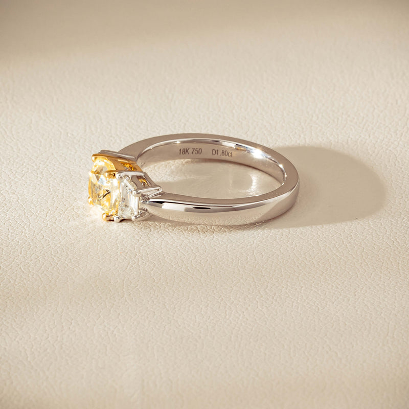 18ct White Gold 1.32ct Fancy Diamond Three-Stone Ring - Ring - Walker & Hall