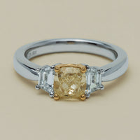 18ct White Gold 1.32ct Fancy Diamond Three-Stone Ring - Ring - Walker & Hall