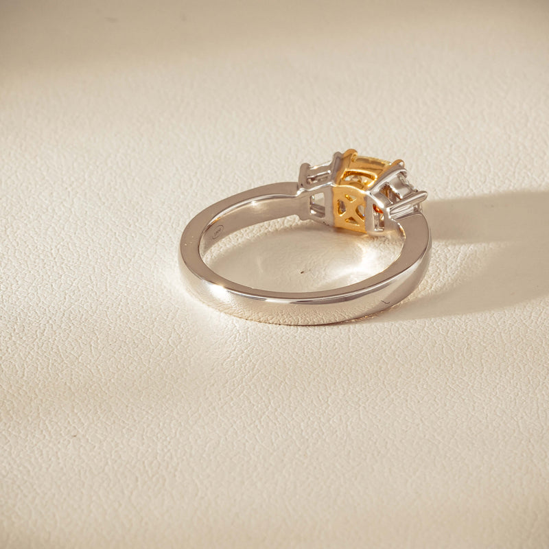 18ct White Gold 1.32ct Fancy Diamond Three-Stone Ring - Ring - Walker & Hall