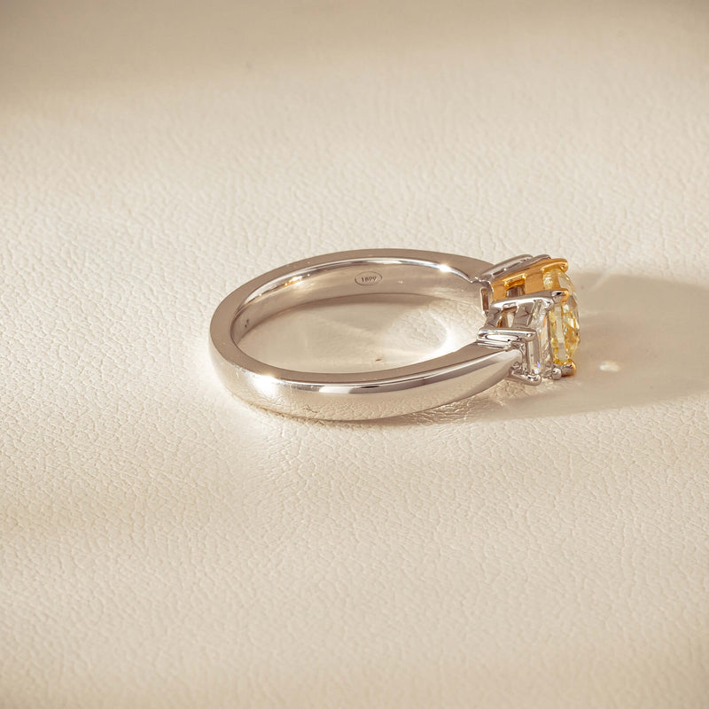 18ct White Gold 1.32ct Fancy Diamond Three-Stone Ring - Ring - Walker & Hall