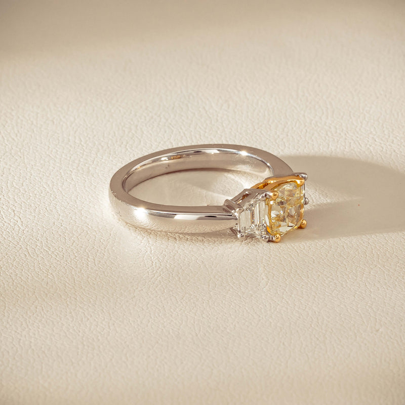 18ct White Gold 1.32ct Fancy Diamond Three-Stone Ring - Ring - Walker & Hall