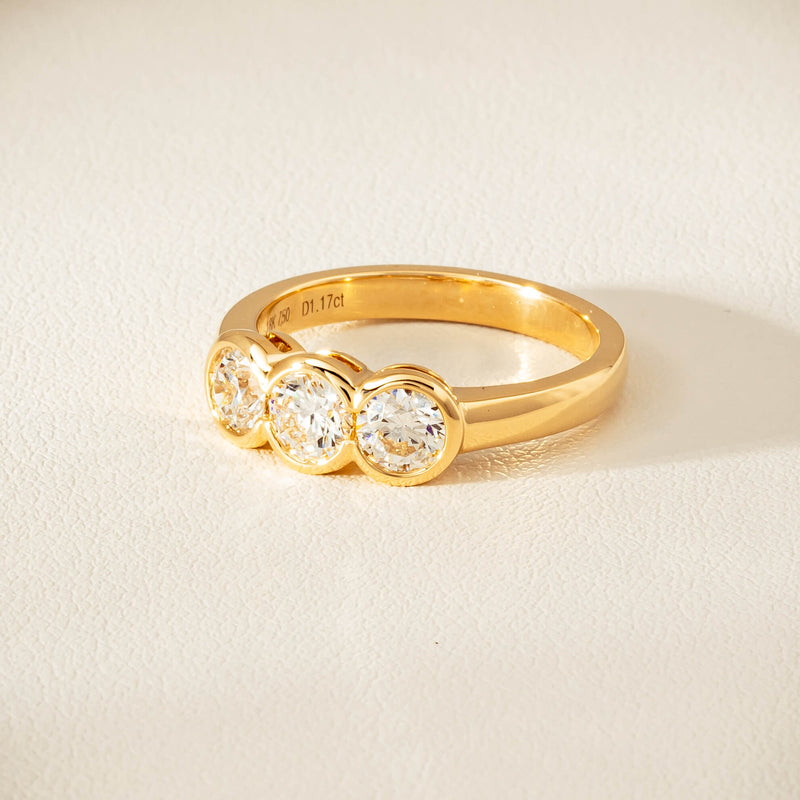 18ct Yellow Gold 1.17ct Diamond Three-Stone Natalia Ring - Ring - Walker & Hall