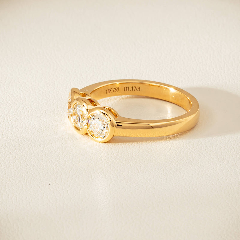 18ct Yellow Gold 1.17ct Diamond Three-Stone Natalia Ring - Ring - Walker & Hall