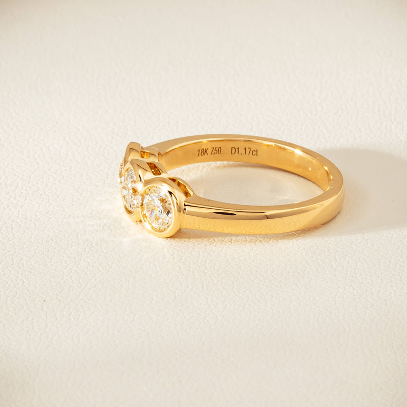 18ct Yellow Gold 1.17ct Diamond Three-Stone Natalia Ring - Ring - Walker & Hall