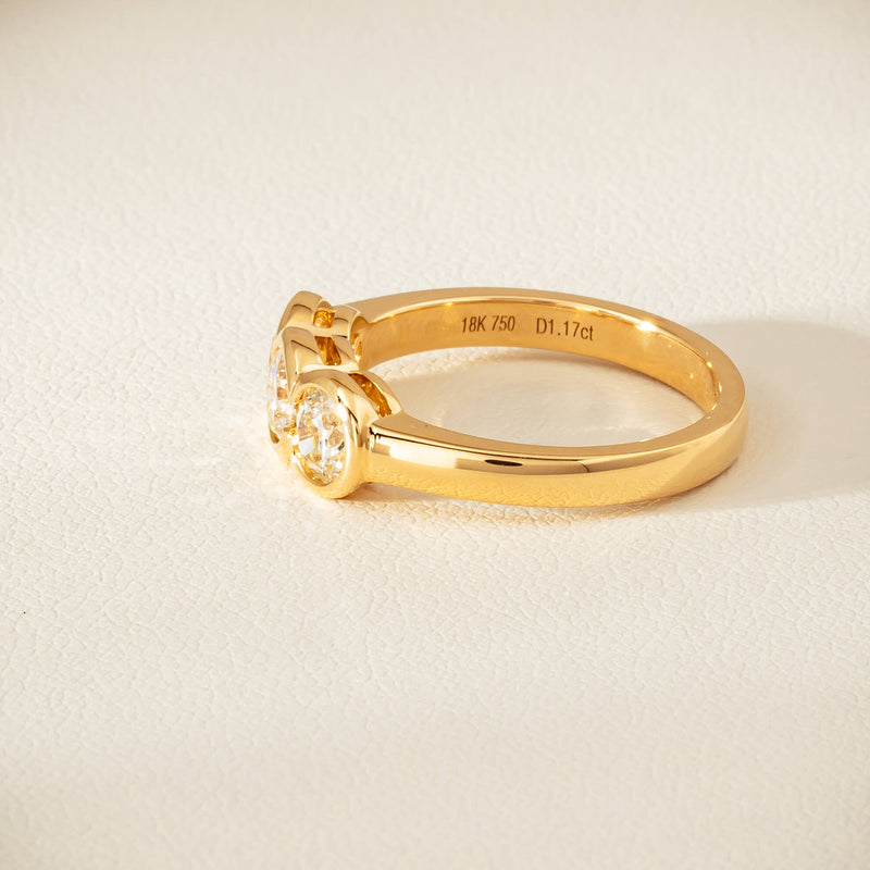 18ct Yellow Gold 1.17ct Diamond Three-Stone Natalia Ring - Ring - Walker & Hall